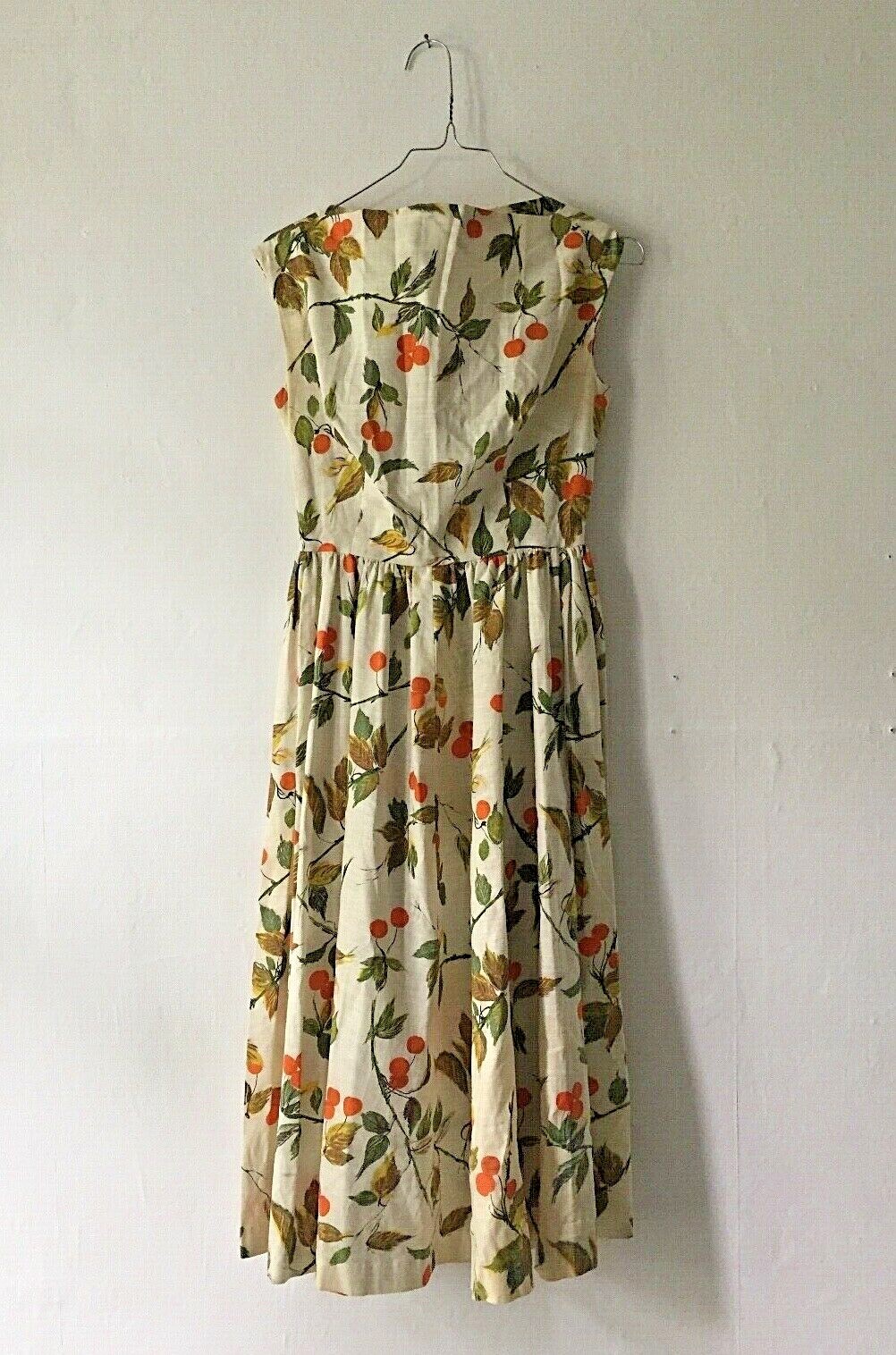 Original 50`s Cherry Dress 50s Dress Rockabilly Fundus Theater XS Vintage