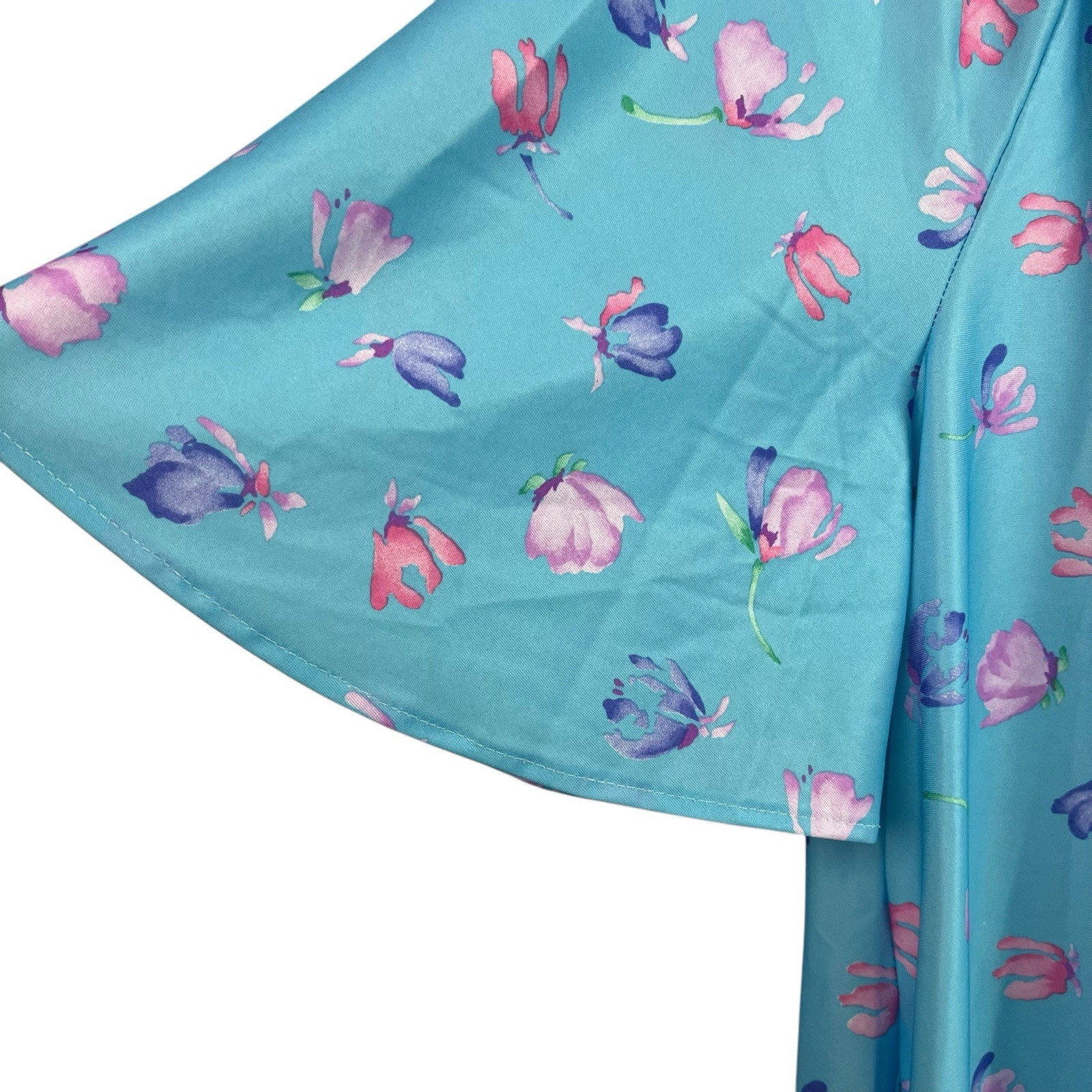Sears Carriage Court Classic Robe House Dress Blue Floral 2X 22W/24W