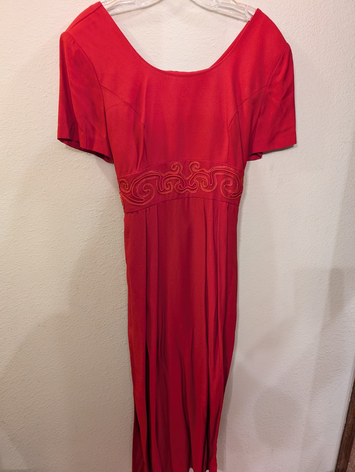 Women’s Vintage Below Knee Formal Slitted Dress Size 10, 1990s High Waist