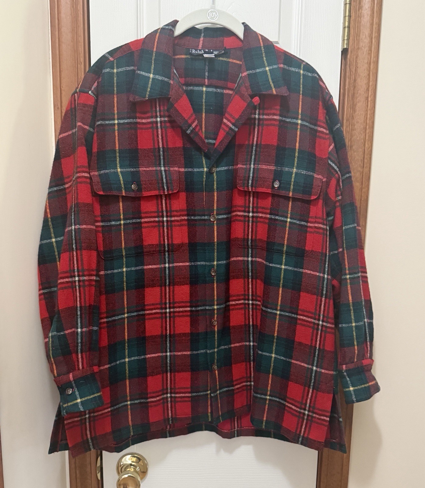 Rare Vintage Ralph Lauren Wool Tartan Plaid Button Down Woman’s Shirt Med-Lg