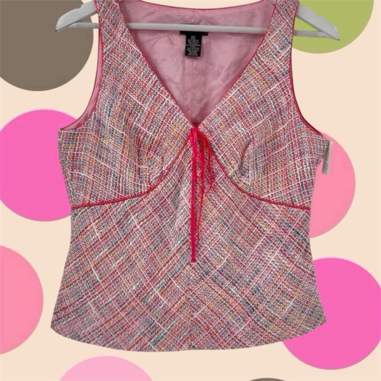 Vintage 90s Y2K Pink Tweed Top With Pink Tie Detail Elle Woods