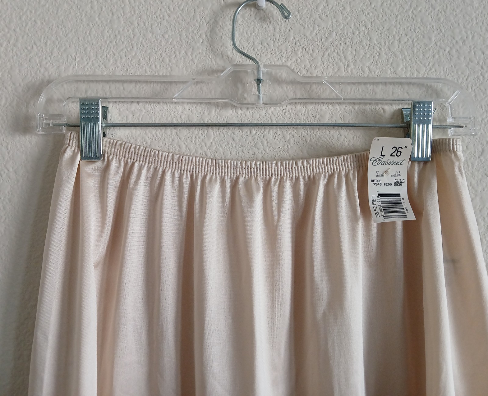 Cabernet Half Slip #5615 Large Beige Lace Trim 26″ Elastic Waist Vintage New