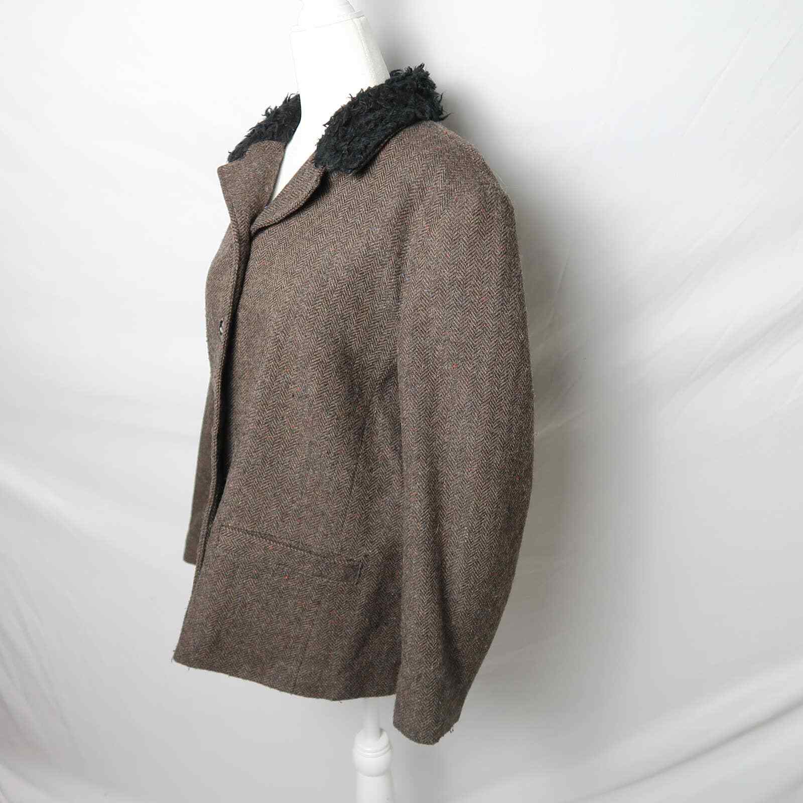 Vintage 90s Jordan & Cole brown and black herringbone wool blazer jacket L