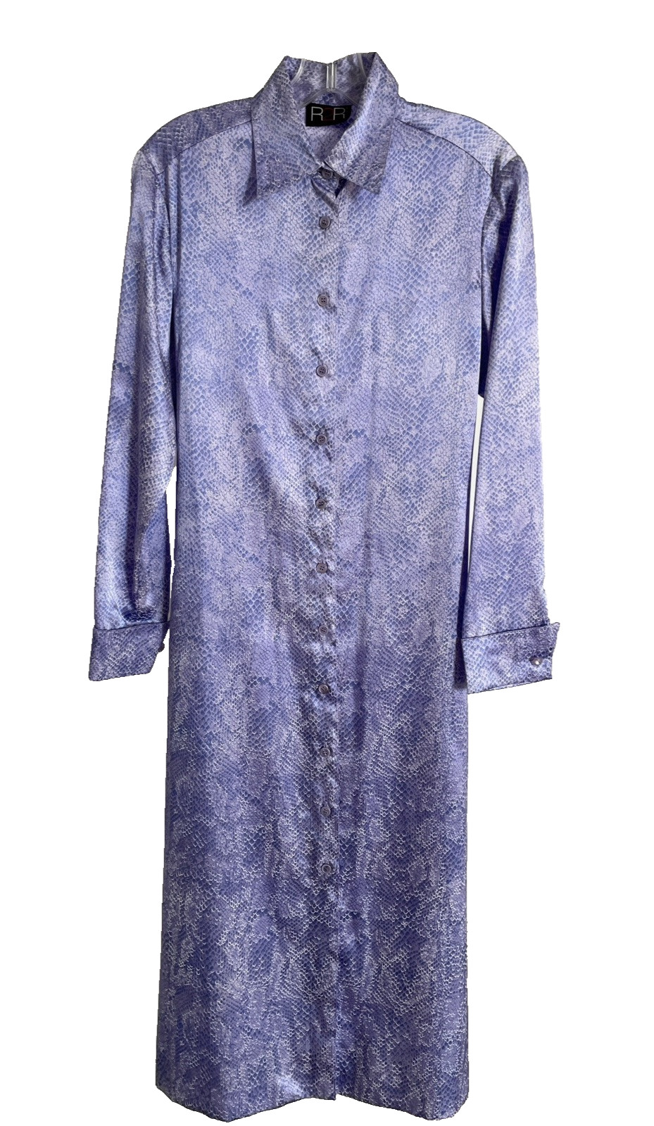 R2R Vintage Y2K Satin SNAKESKIN Print Shirtwaist DRESS Size 4 RUNWAY to REALITY