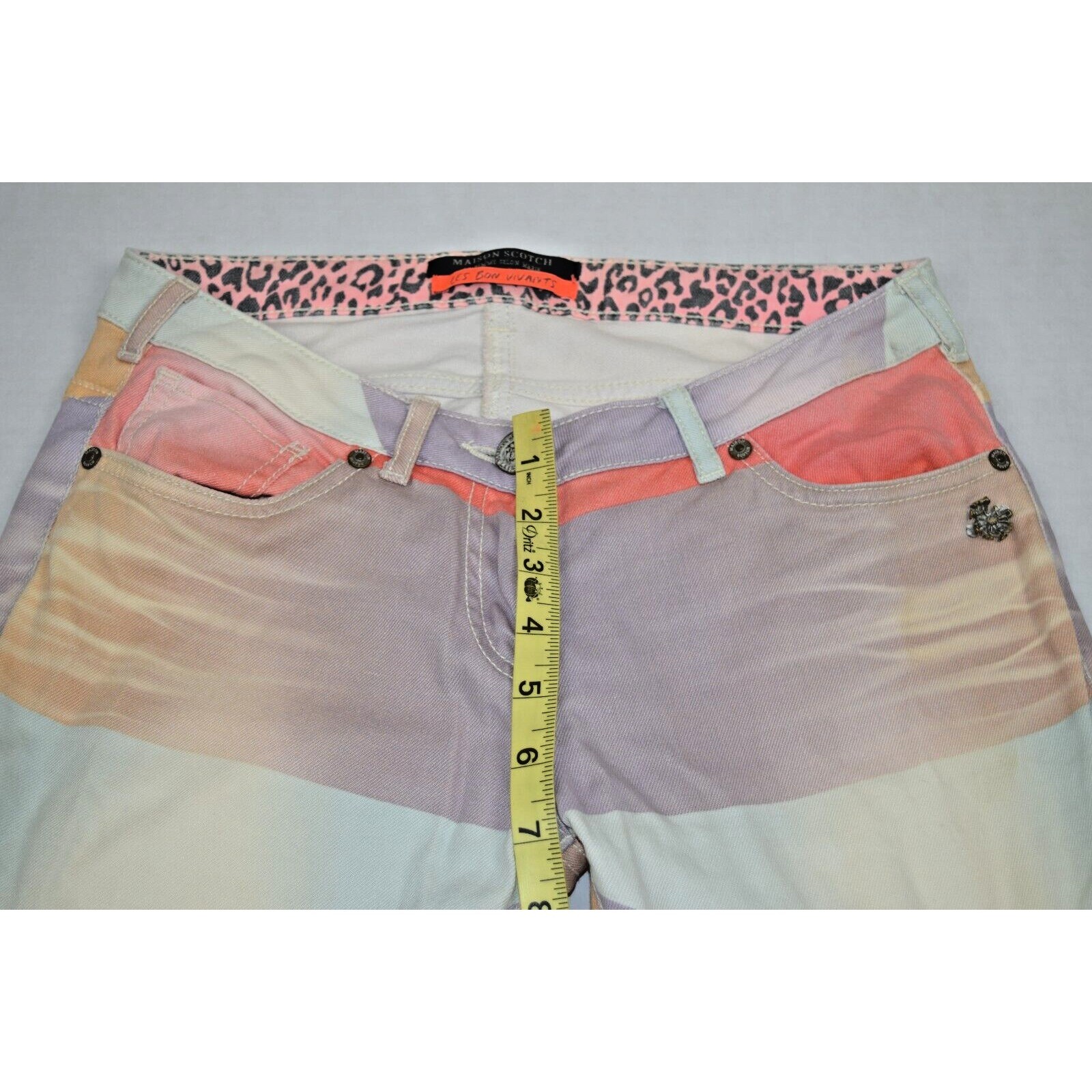 Vintage Maison Scotch Pants 28 x 29 S/M 90s Purple Orange Geo Shapes CottonBlend