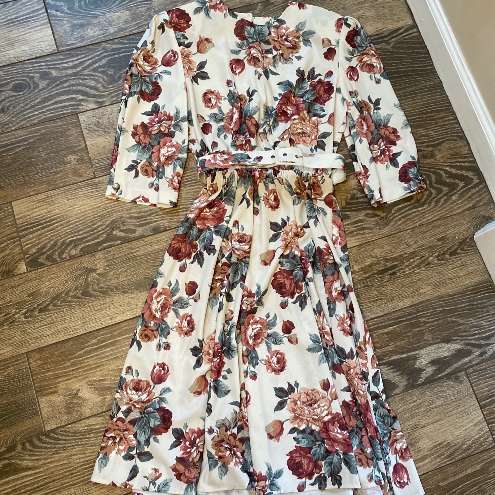VTG 70s 80s California NEW LOOKS Floral Belted Tea Day Dress AUTHENTIC