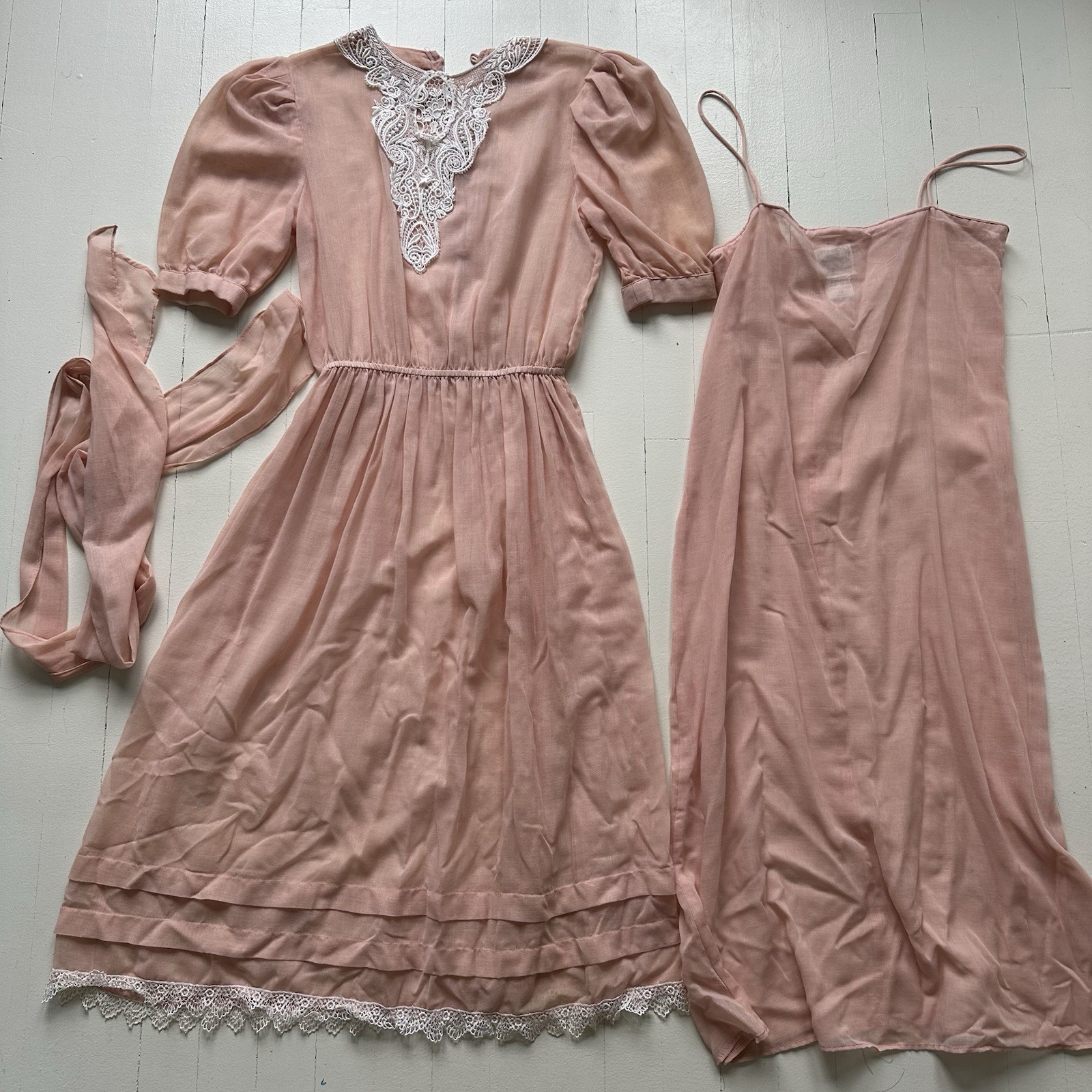 Scott McClintock Gunne Sax Size 10 Pink Maxi Dress And Slip