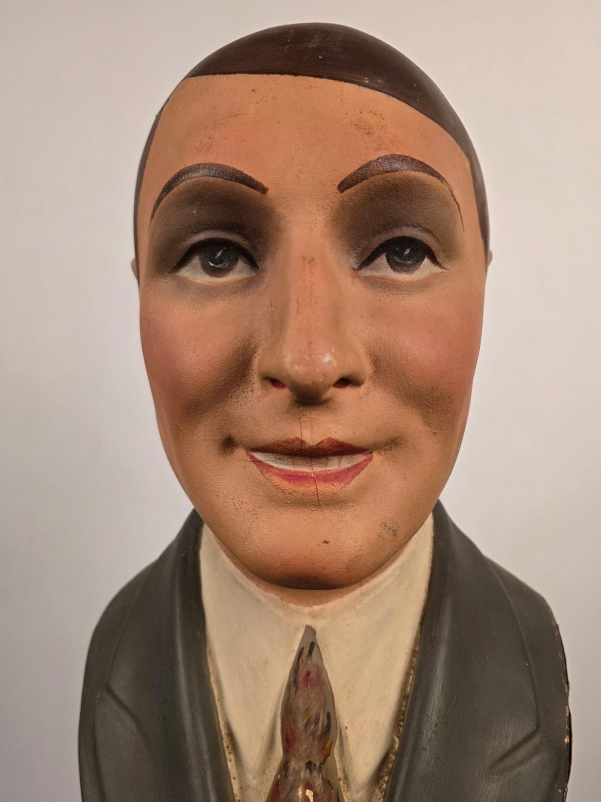 ANTIQUE 1920’S HAND PAINTED PAPER MACHE MALE MANNEQUIN HEAD STORE DISPLAY