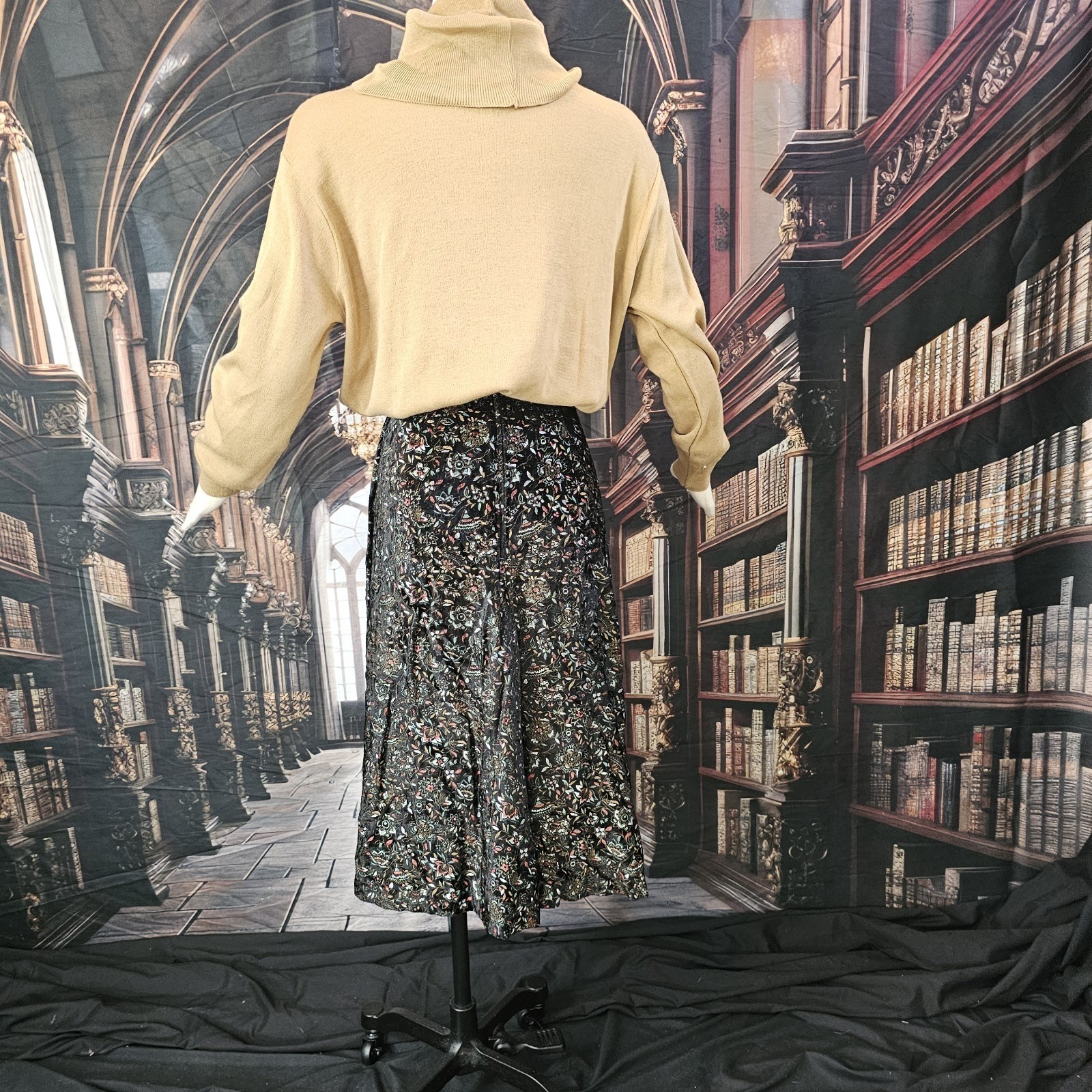 Vintage 1970s Tan Sweater Pullover Cowl Neck Turtle Neck Long Sleeve Kenneth Too