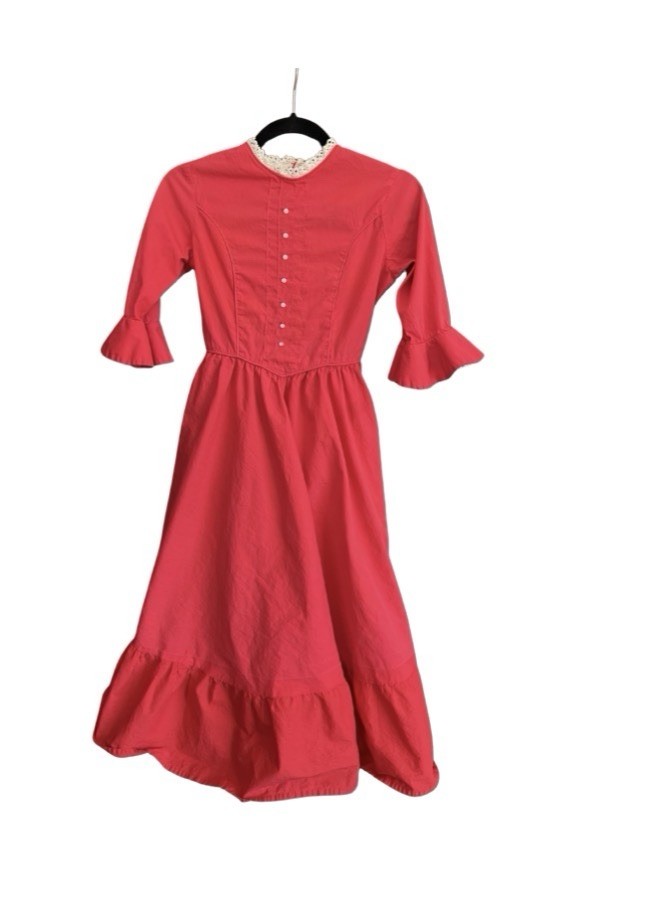 Small Vintage Cottage Core Prairie Hot Red Dress, No Brand
