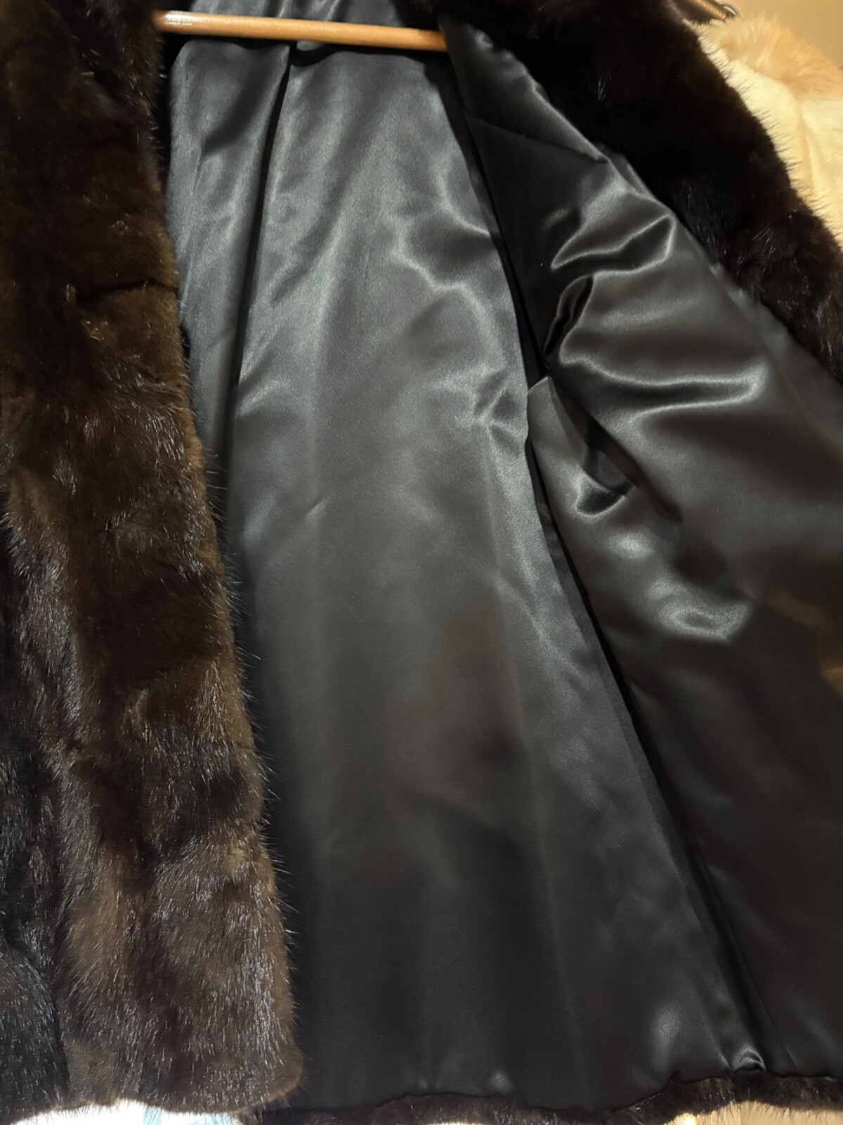 Dark brown/black beaver or mink vintage fur woman’s coat made in greece