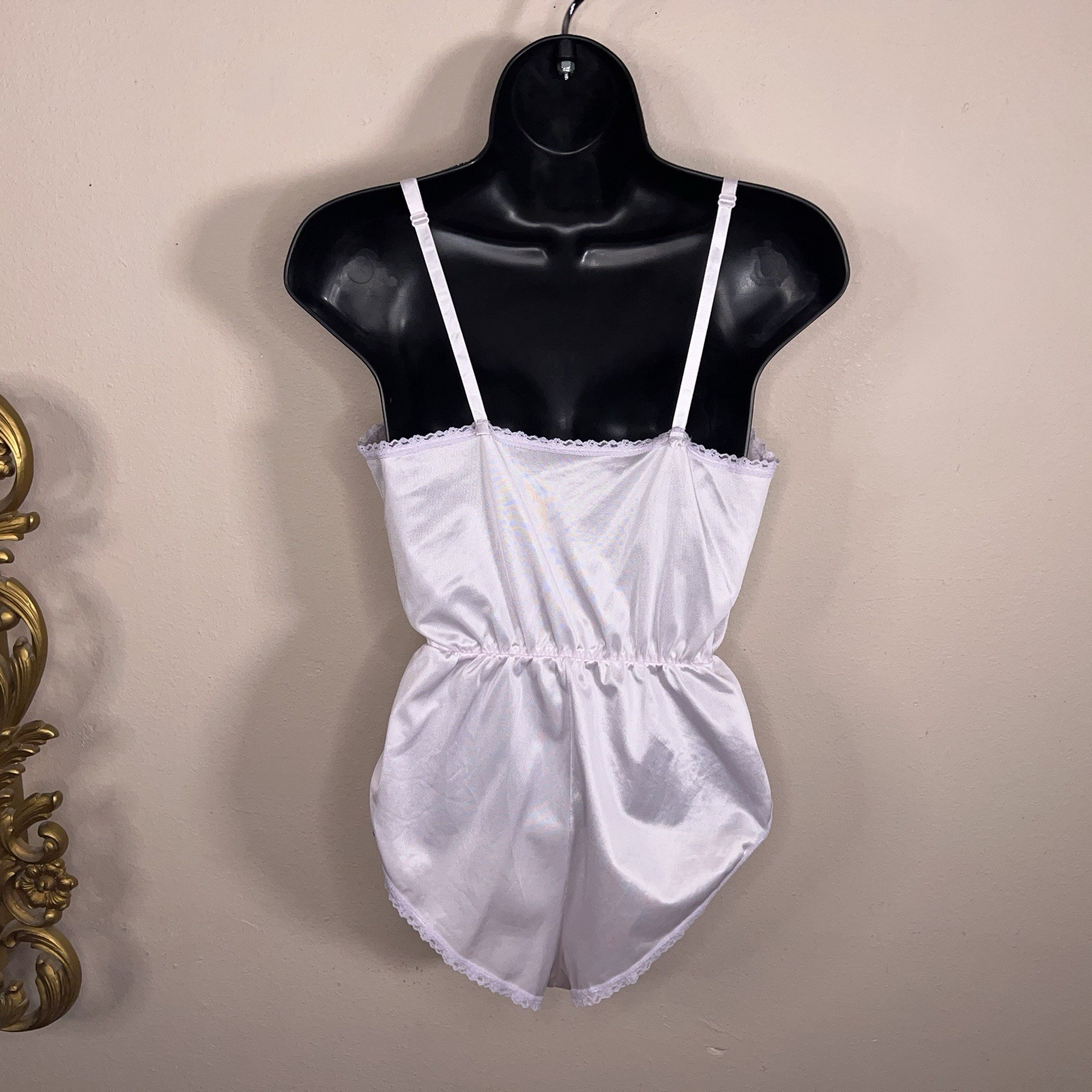 Vintage Small Ashley Taylor Teddy Bodysuit Lilac Pastel Lace Trim Retro Lingerie