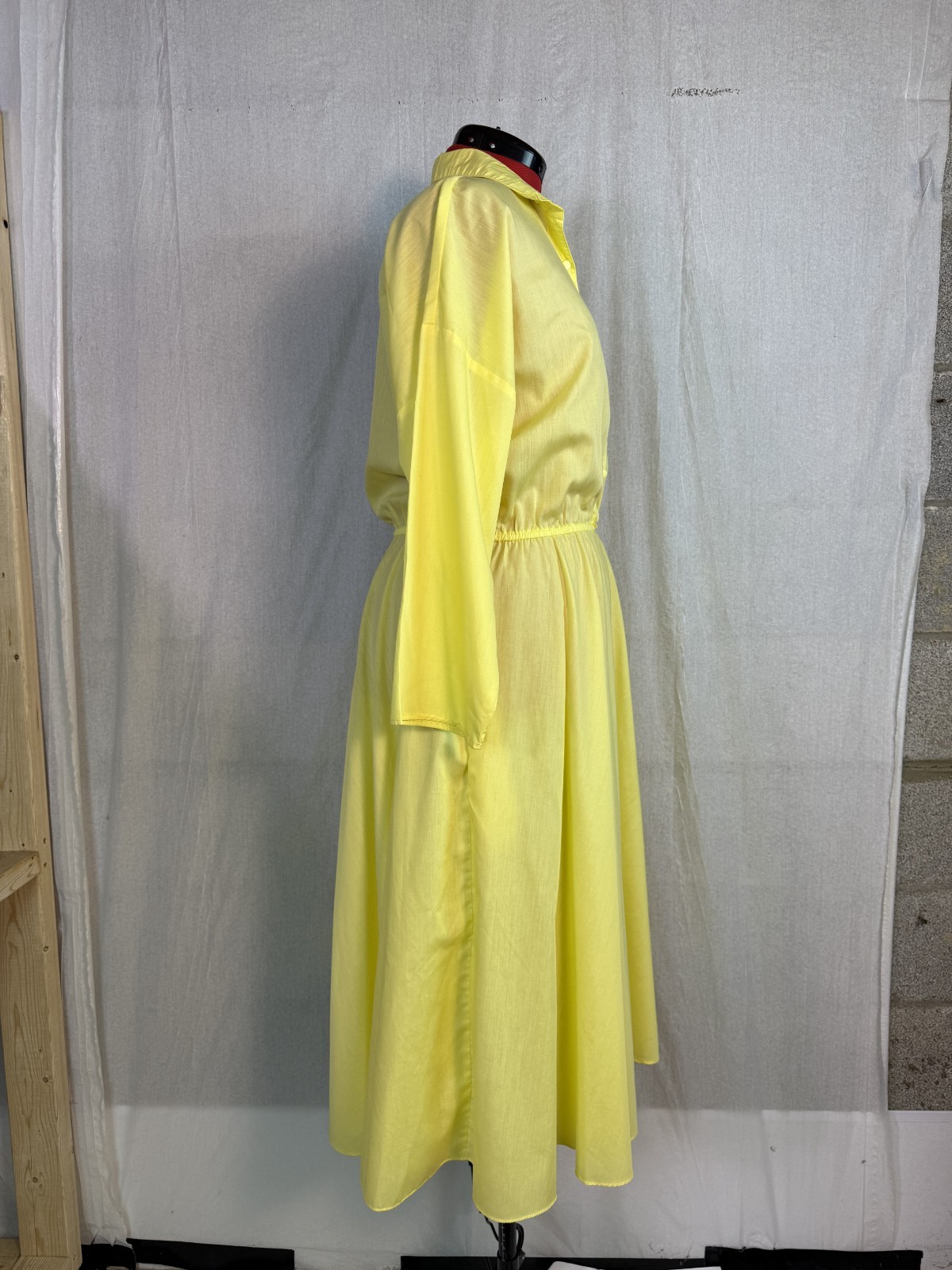 Vintage The American Shirt Dress 80s Yellow 50s Style fit & flare Size 8 M F728