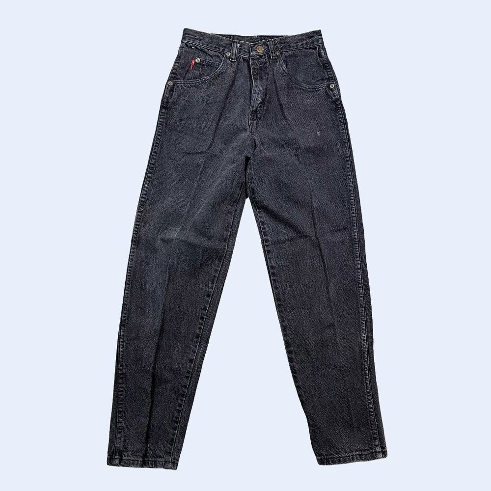 Vintage Bugle Boy Grey Denim 100% Cotton Tapered Leg High Rise Jeans 28 X 30