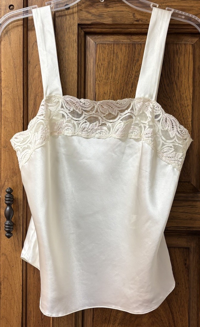 Vintage Lucie Ann II Satin Camisole Ivory Size 36 USA