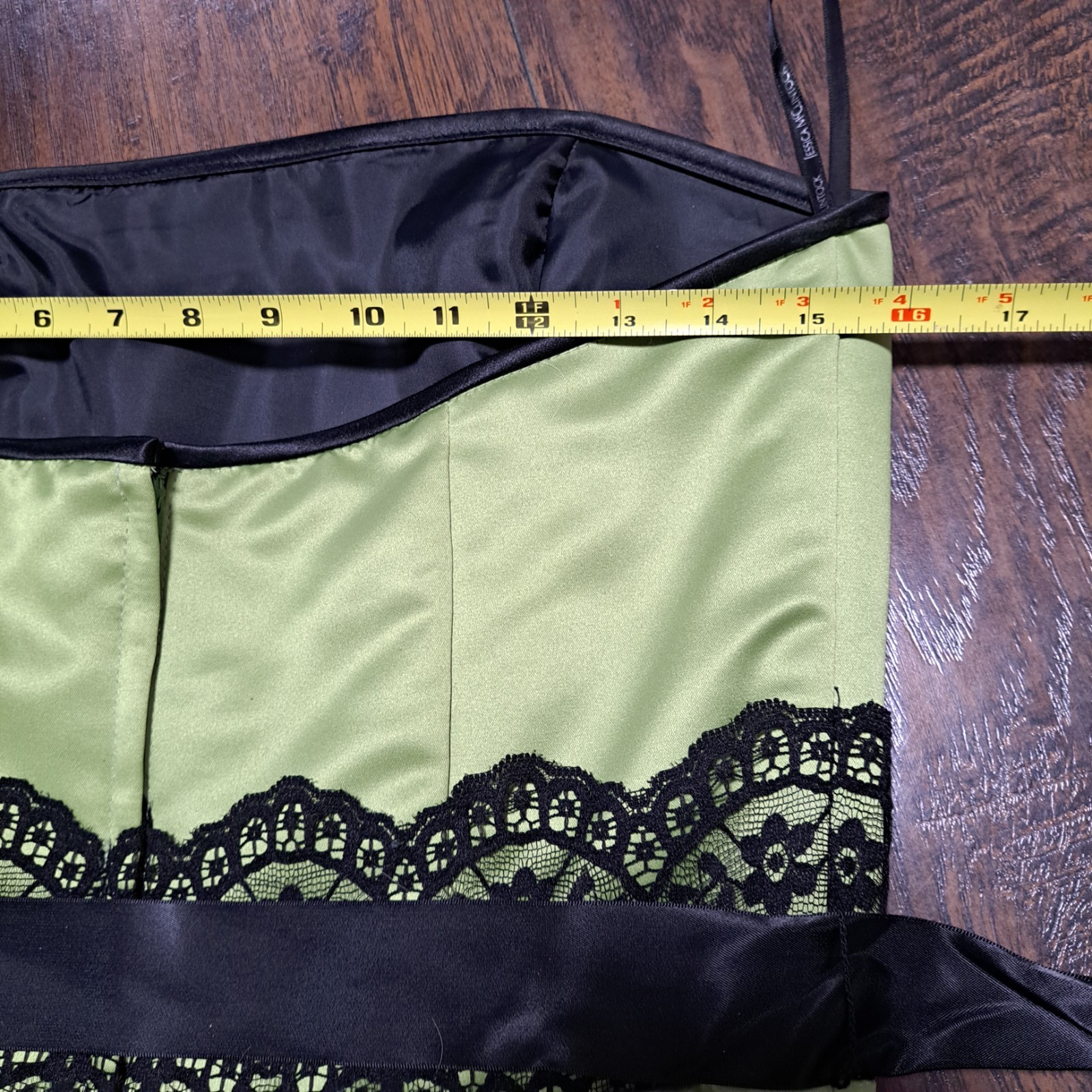 VTG Jessica McClintock Gunne Sax Dress Formal Prom Satin Lace Tulle Lime 9/10