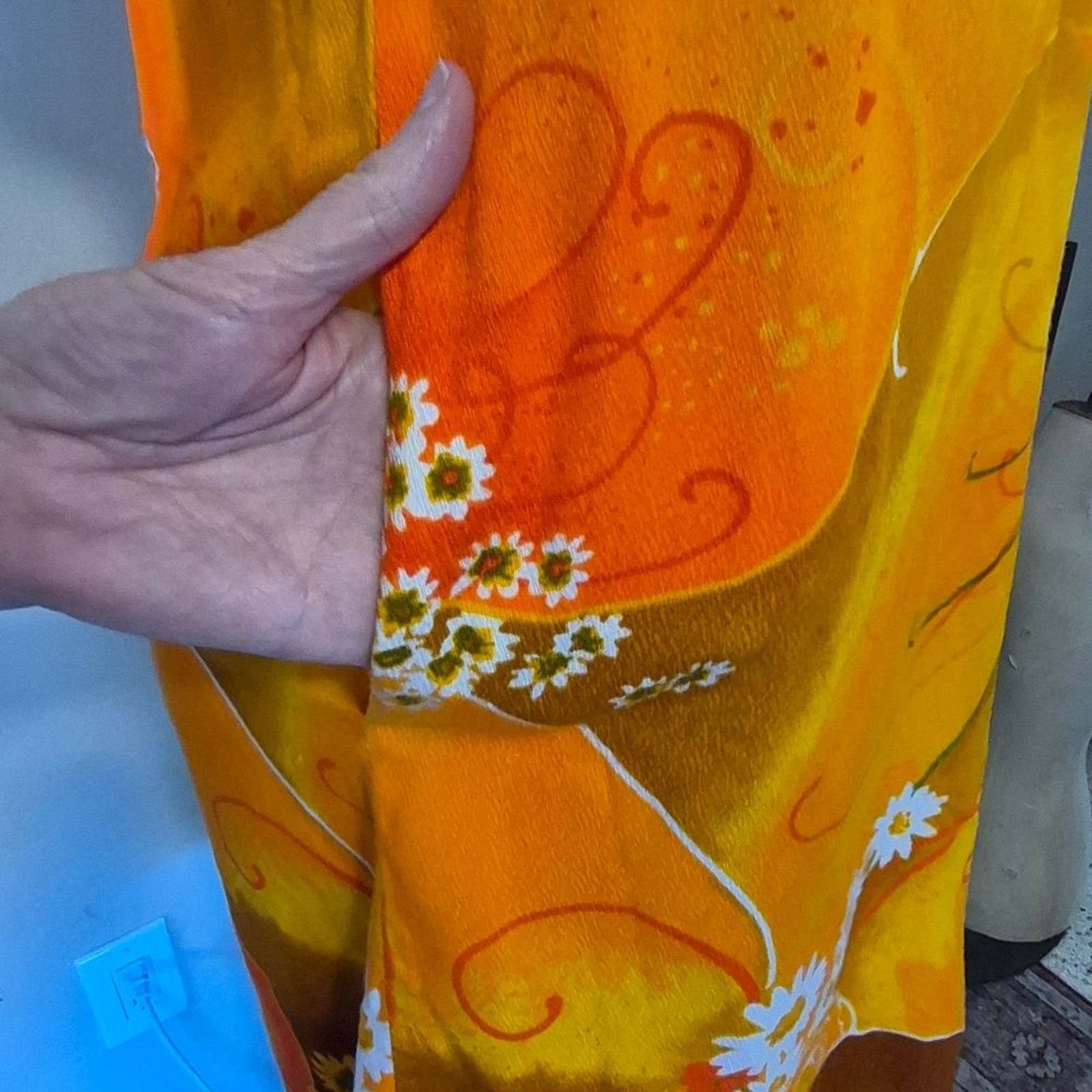 Vintage 60s Paradise Hawaii Orange Floral Shift Dress 12