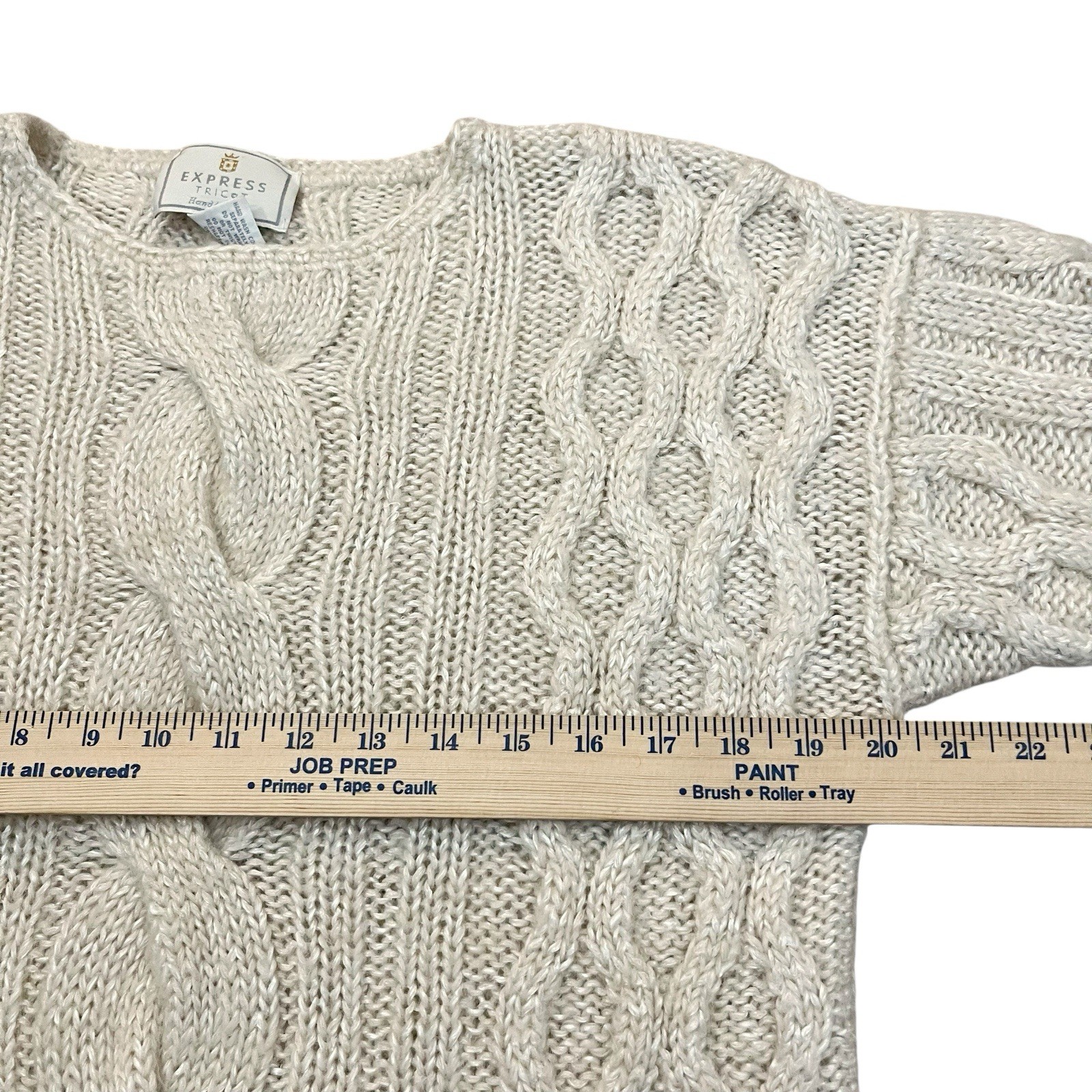 90s Vintage Express Tricot Fisherman Sweater Medium Cable Knit Chunky Mohair