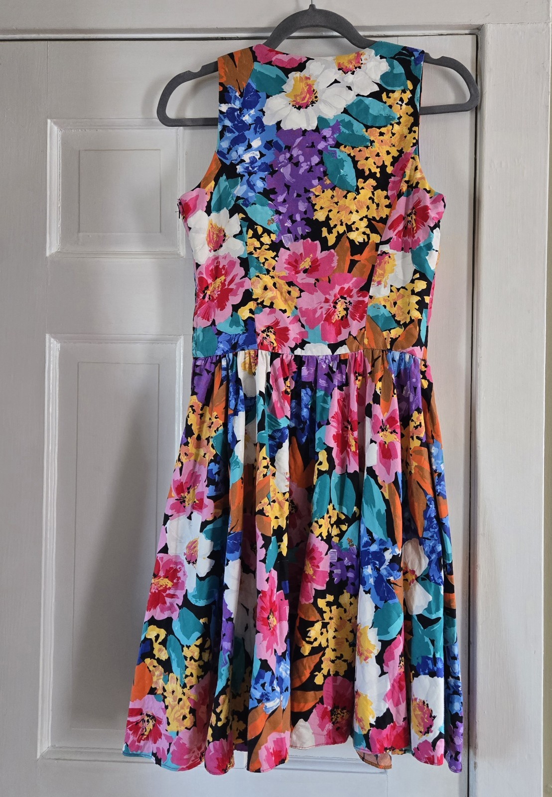 Karen Lucas For Niki Vintage Dress Size 8 100% Cotton Floral Pattern Side Zipper