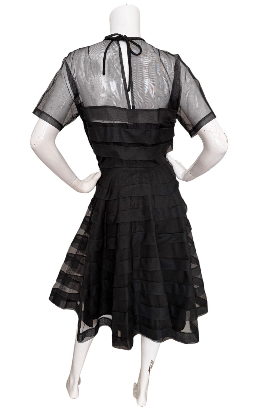 Vintage 50s Kasper Penart Rare Illusion Mesh Tiered Fit Flare Cocktail Dress