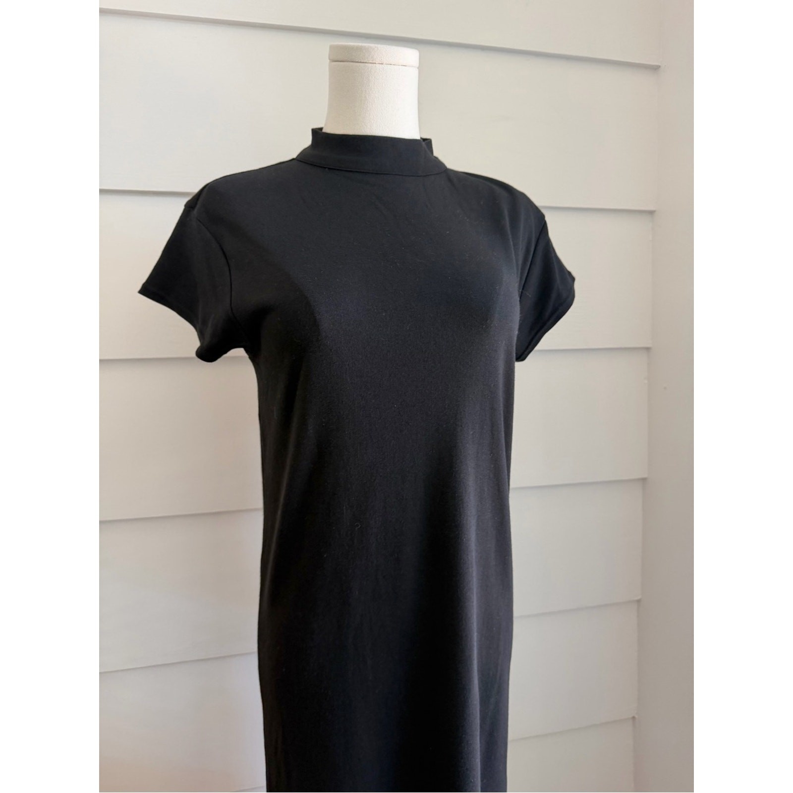 Vintage 90s Calvin Klein Classifications Black Cotton Dress Minimalist Luxury
