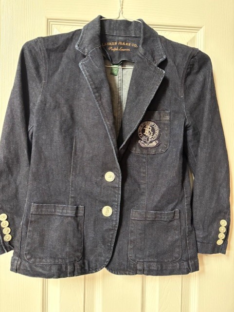 Vintage Ralph Lauren Jean Co Two Button Crest Blazer Women’s Small Dark Denim