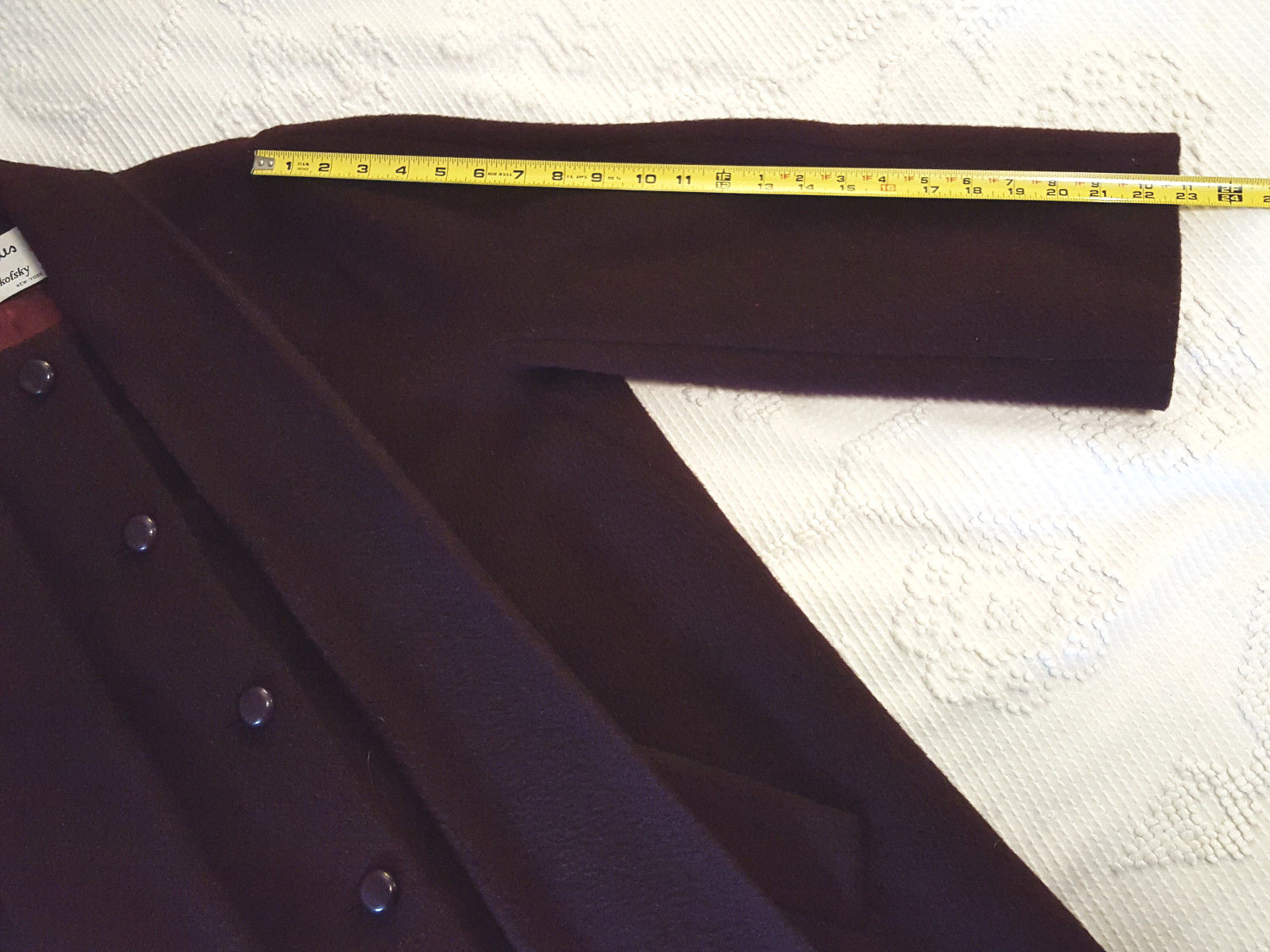 Zandra Rhodes Designer Ladies 100% Wool Coat, Vintage 1980s, Deep Burgandy Color