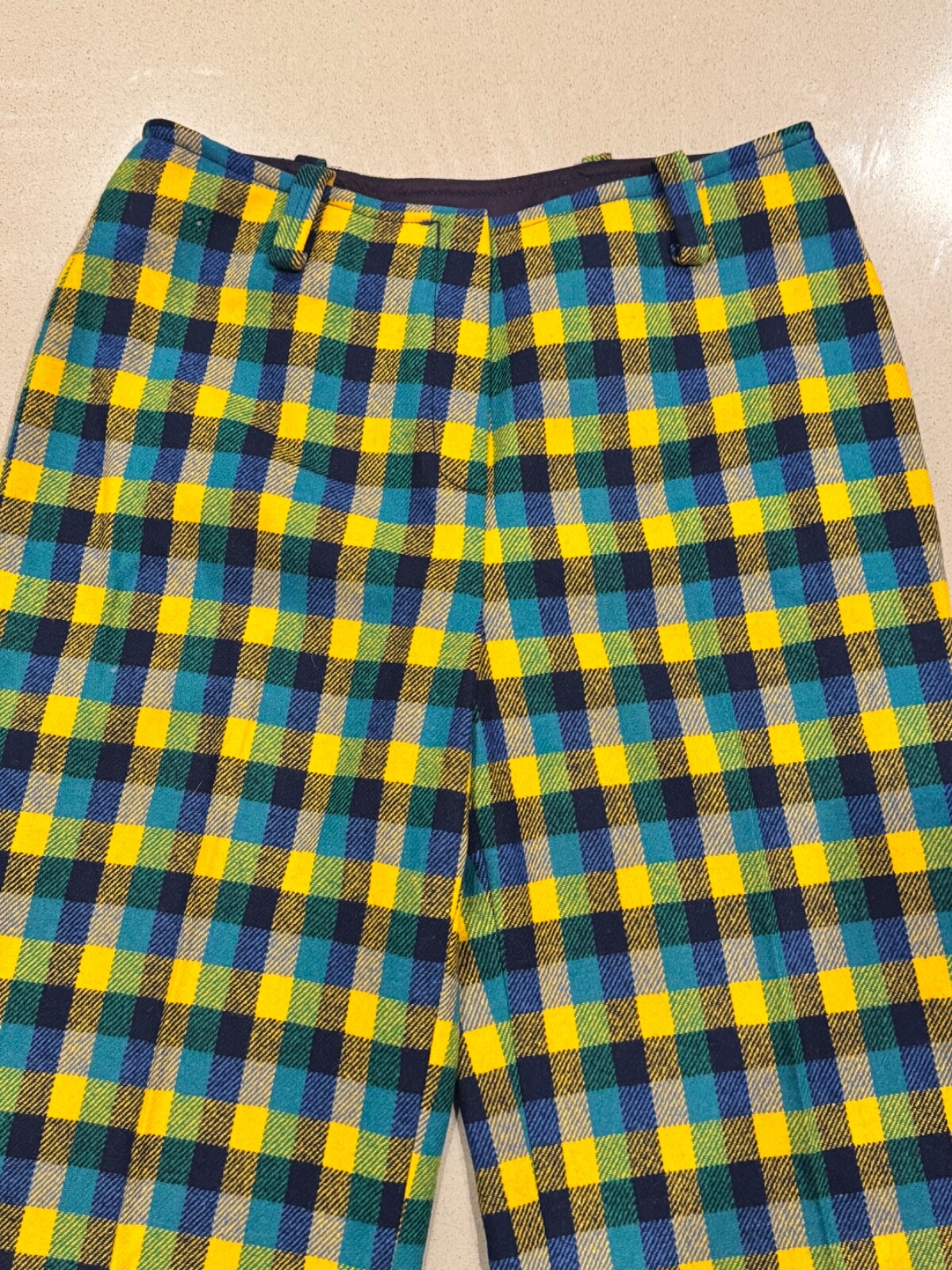 Vintage 1970s John Meyer Colorful Checkered Wool Trouser Pants Women’s Small