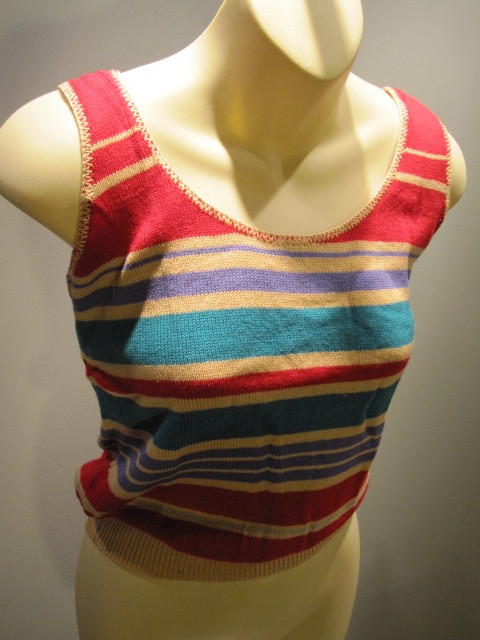 NOS DEADSTOCK ViNTAGE 80s SWEATER SUN VEST TANK TOP DiSCO MOD BOHO ROCKABiLLY M