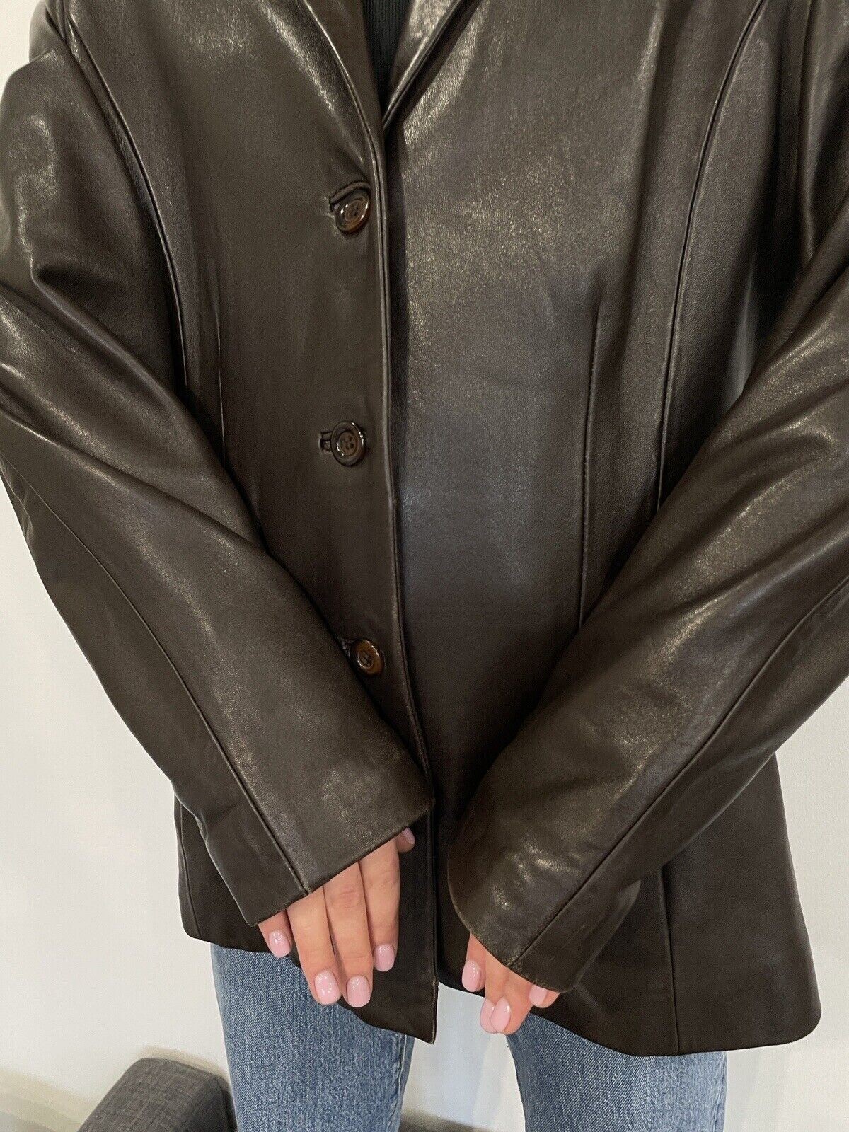 Vintage Versace Classic V2 Leather Brown Blazer Jacket Size 2XL