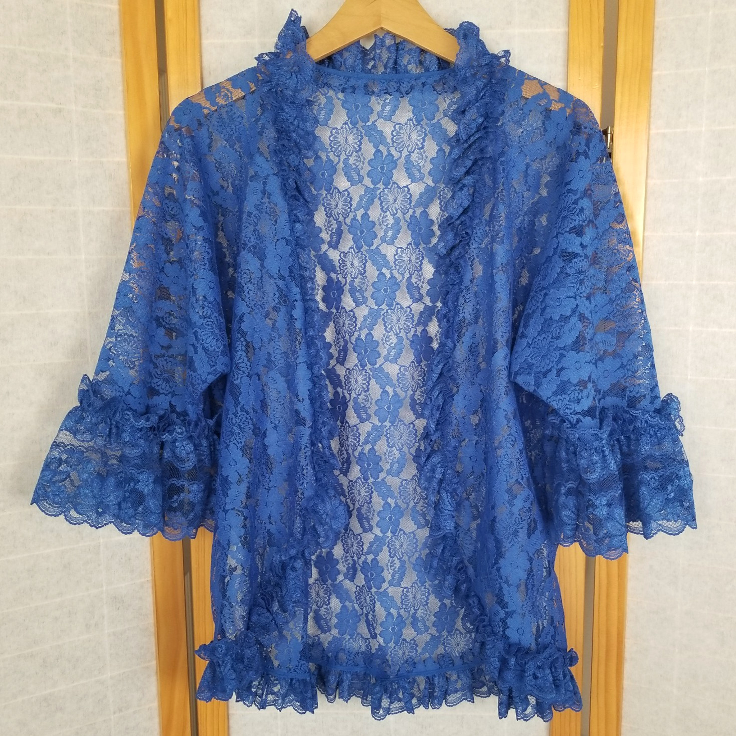 Vintage Boudoir Bed Jacket Royal Blue Medium Dolores for Poirette USA Made MWT