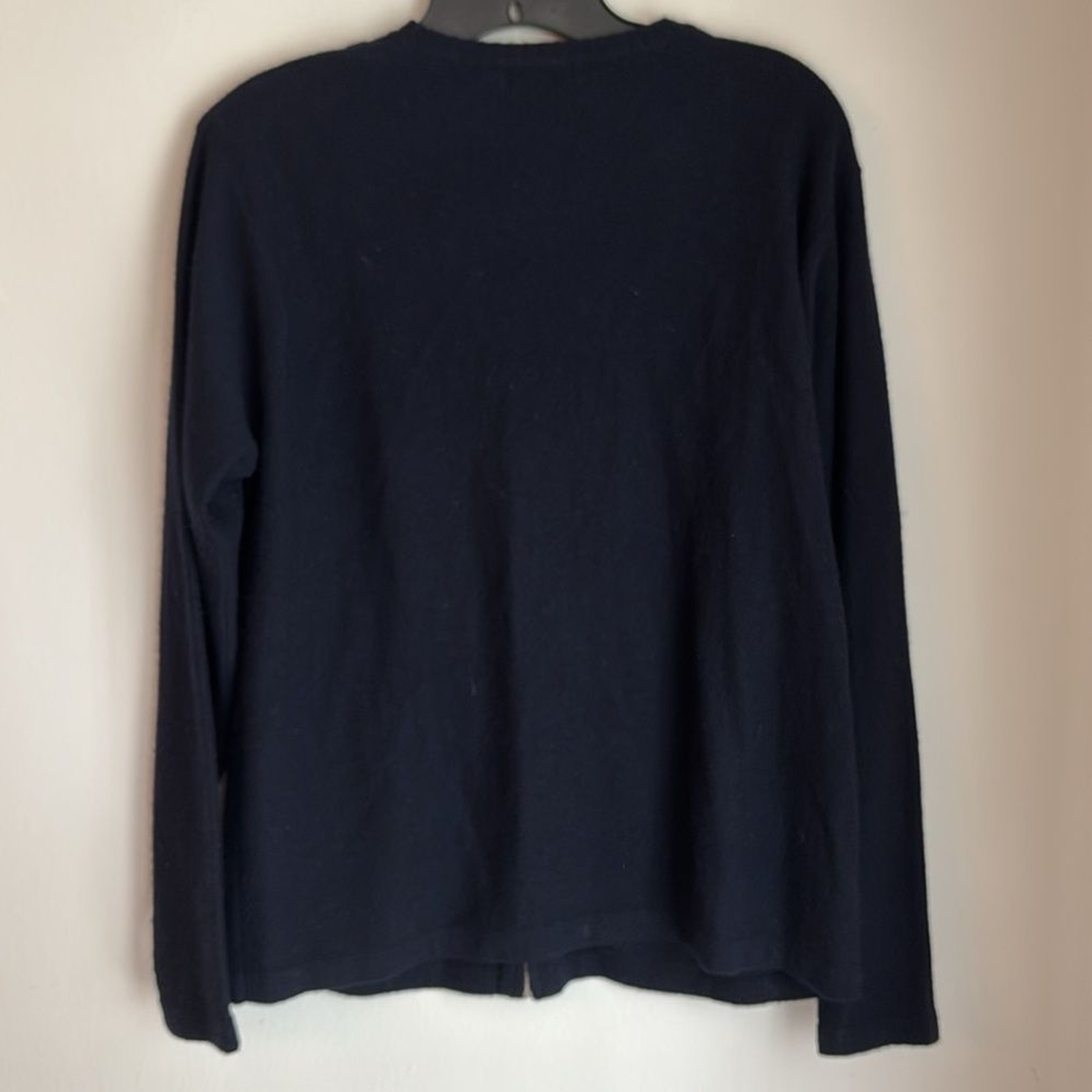 Vintage 100% Cashmere Women’s Classic navy blue full zip cable knit Sweater LG
