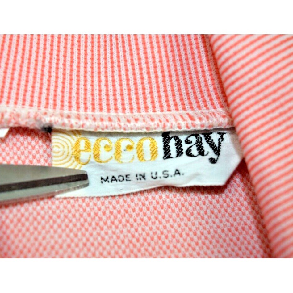 Vintage Top Pants Set Ecco Bay Size S 70s Red White Candy Stripe Polyester