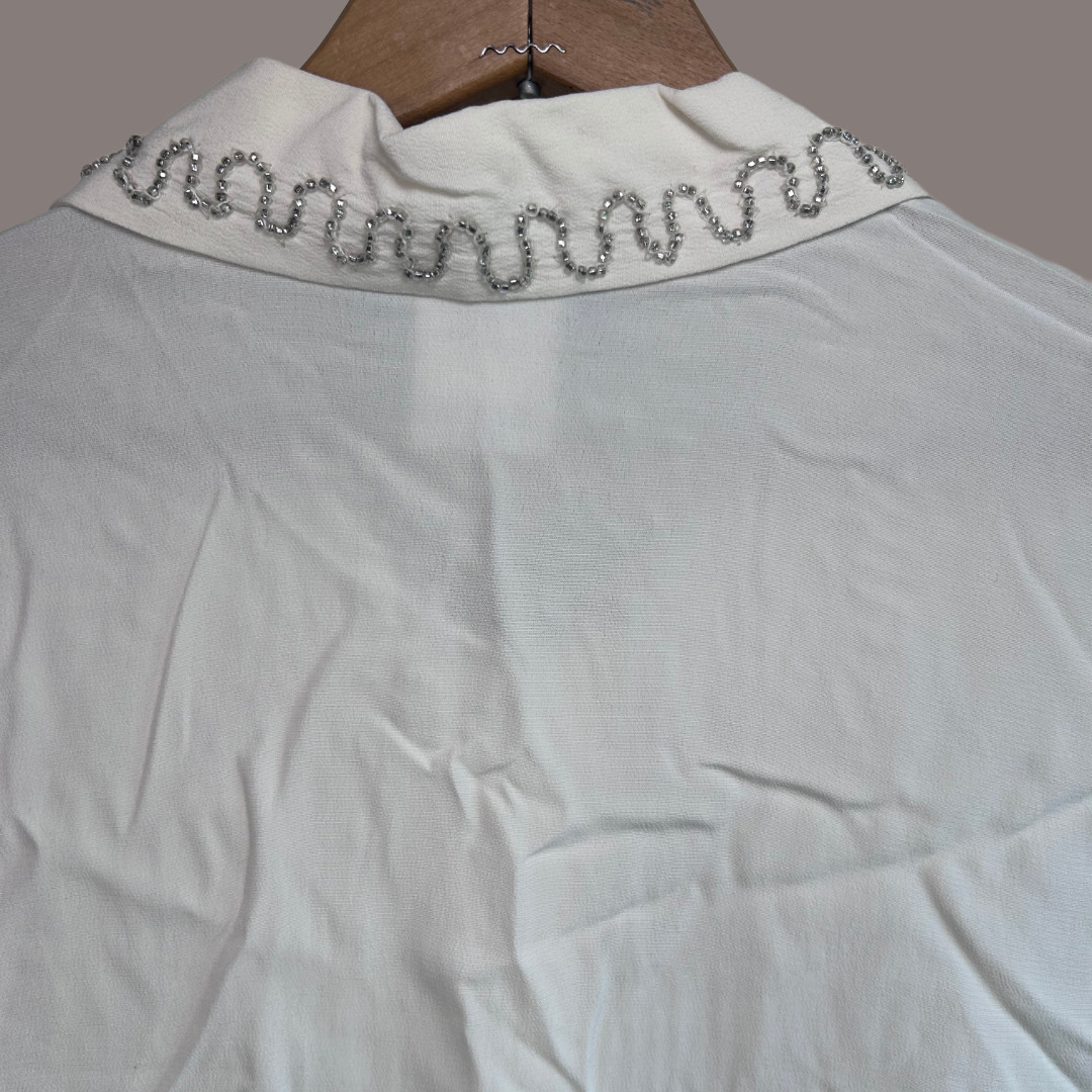 Vintage 90s CL Carole Little Beaded Collar Blouse
