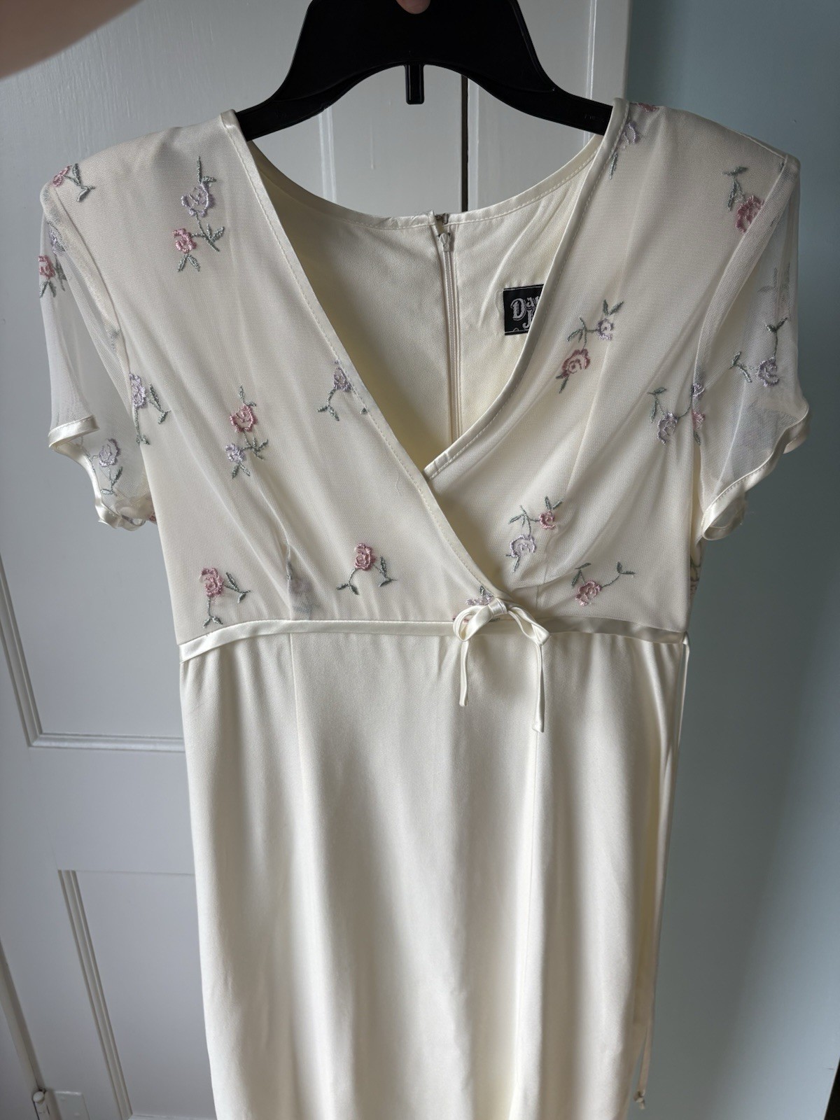 Vintage 90s Dawn Joy Fashions Cottagecore Grandma Mesh Floral Top Dress 9-10
