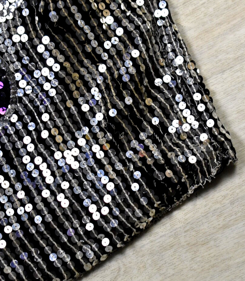 80s International Fashions Silk Sequin Blouse Art Deco Beaded Stage Medium VTG