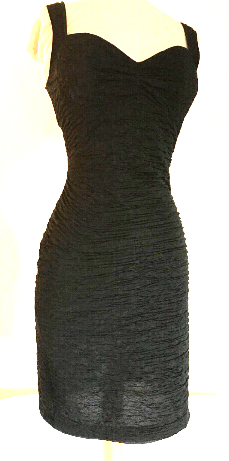 Vintage Black Mini Dress Bodycon Short All That Jazz M Club Cocktail 90s Sexy