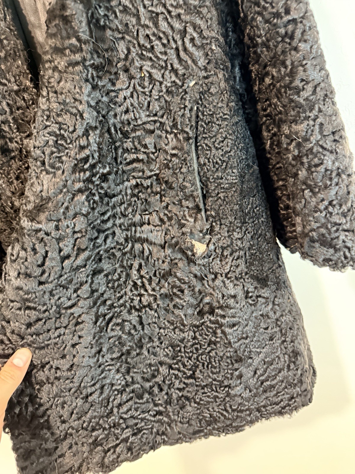 Vintage Preminger Co Furs Black Persian Lamb Fur Coat Chicago Repair