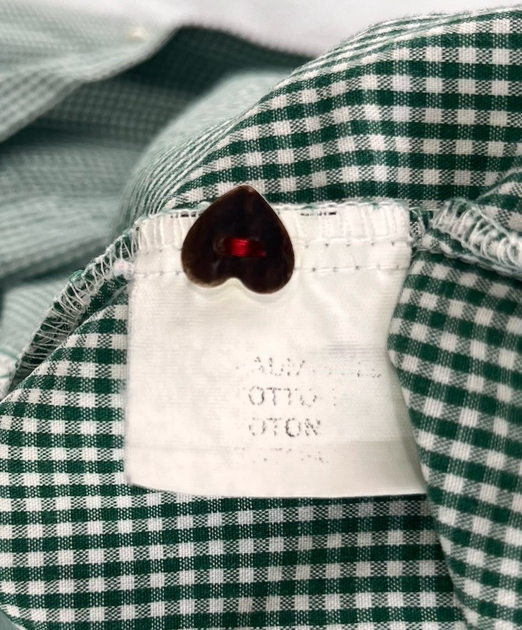 Hammerschmid Vintage Gingham Shirt Women Medium German Cotton Blouse Hearts Cute