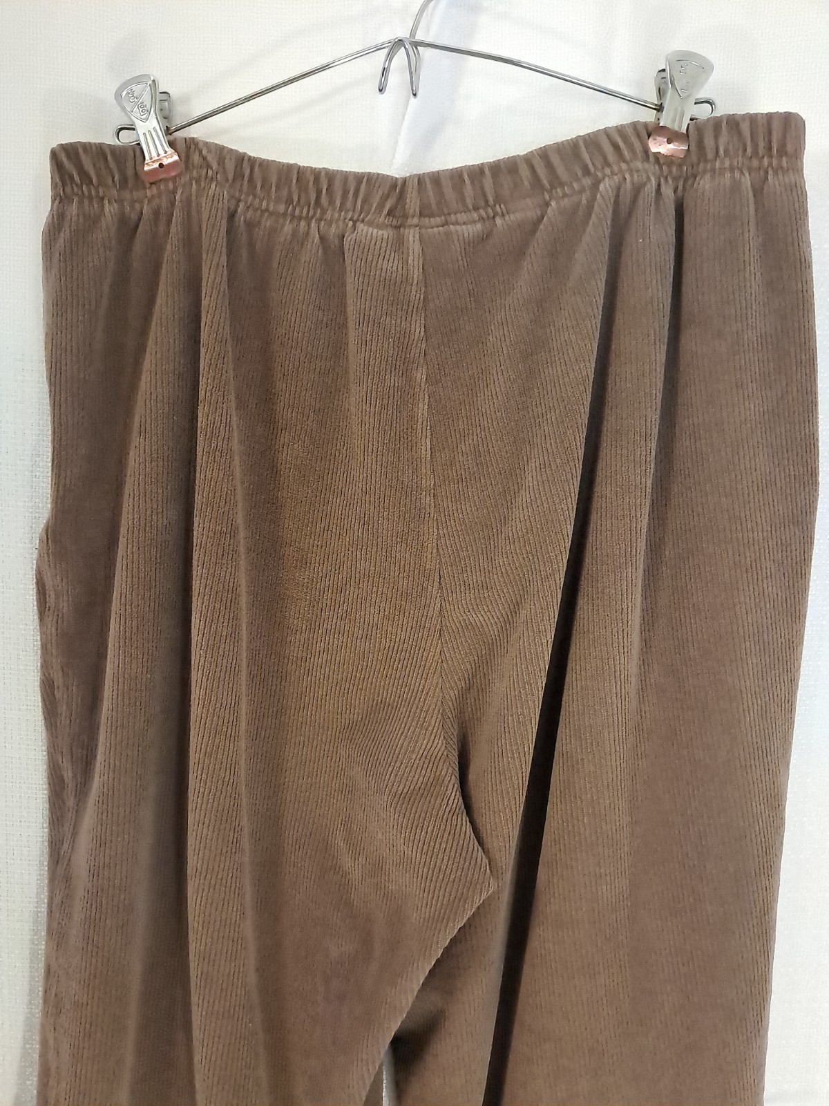 Vtg Lands End Brown Relaxed Fit Elastic Waist Pull On Corduroy Pants L (14-16)