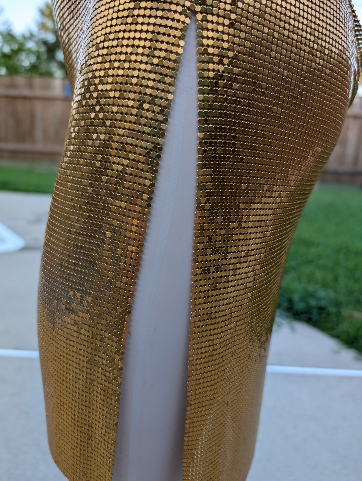 Authentic Vintage Studio 54 Dress Liquid Gold Seamless Mesh Chainmail Metal