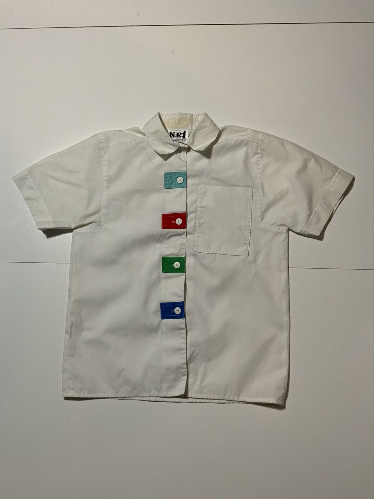 Vintage 70s 80s N.R.1 By Ned Gould Retro White Button Front S/S Shirt Sz. 6