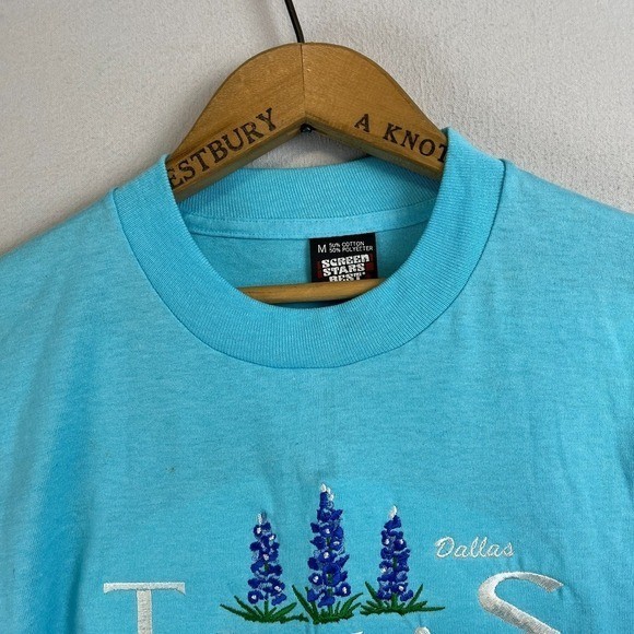 Vintage Screen Stars Best Dallas Texas Bluebonnets T-Shirt Blue Single Stitch M