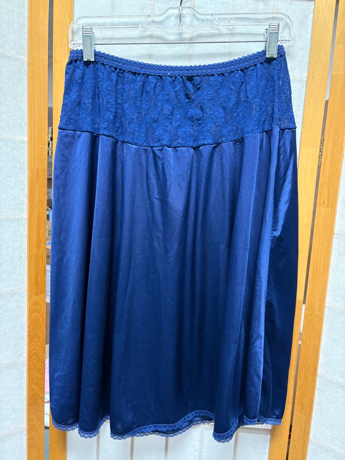Bestform Half Slip 2X BLUE Lace Antron III Nylon Lingerie Vintage
