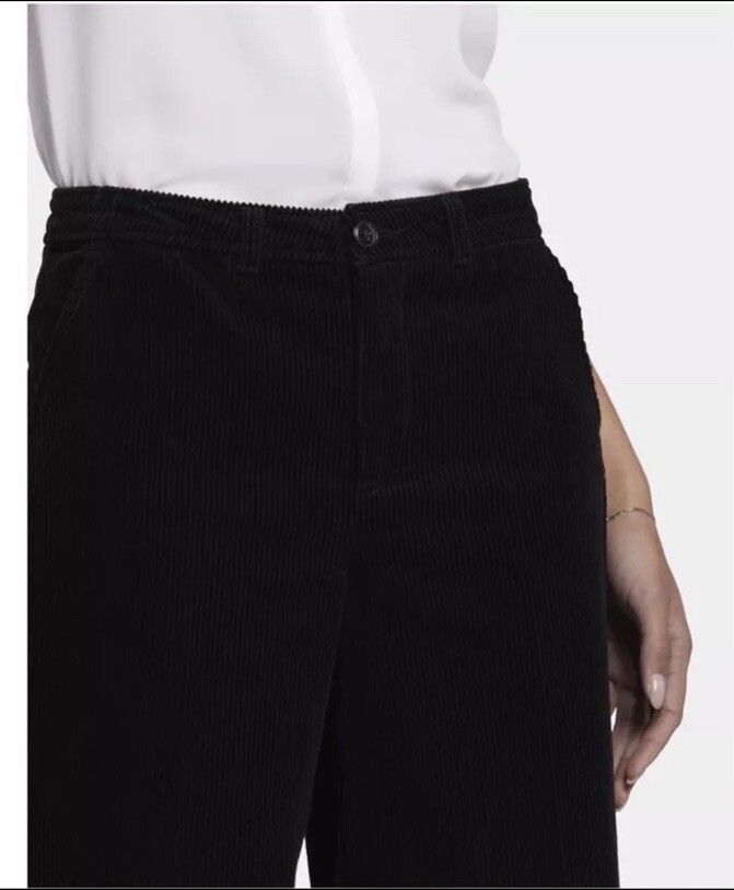 NYDJ Women’s Size 14 Black Ribbed Corduroy Pants Whitney Trouser NWT 100% Cotton