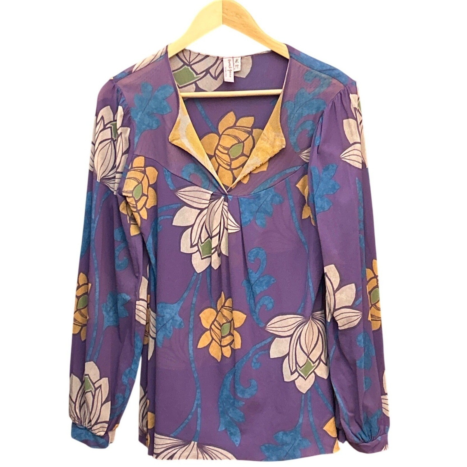 VTG Sweet Pea by Stacy Frati Mesh Top Whimsigoth Boho Floral Blouse Large Reteo