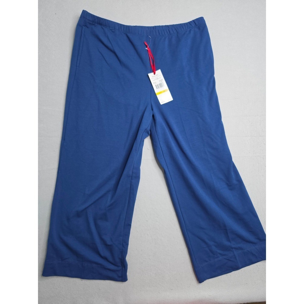 Ruby Rd Ankle Pants Women’s Medium Indigo Blue French Terry Lined Wide Leg NWT