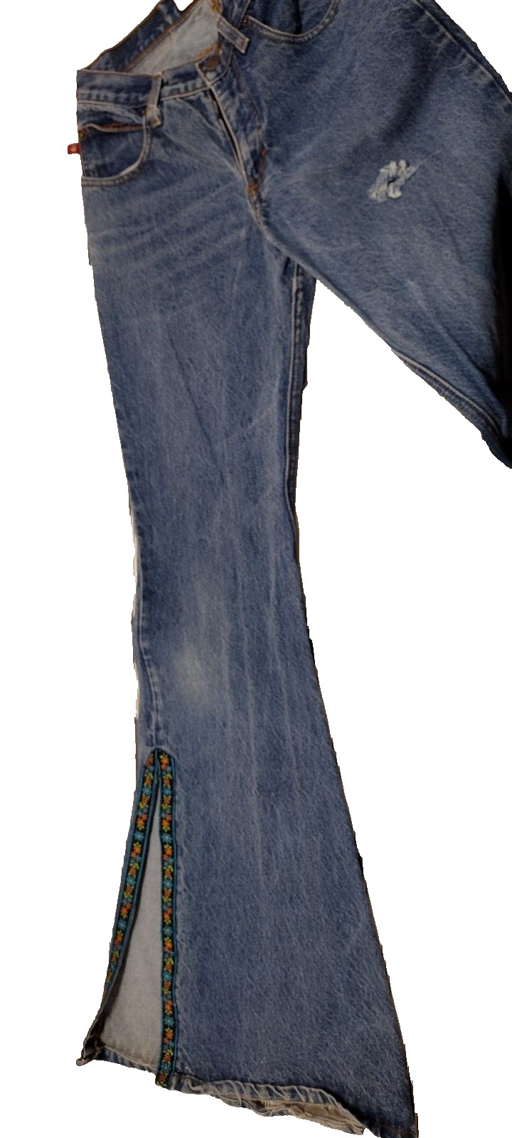 Mudd Jeans 90s Blue Denim Wide Bell Bottoms Waist 26 inch Epic SIDE SLIT