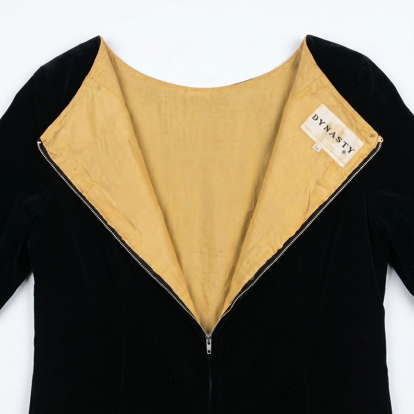 Dynasty Vintage Black Velvet Jacket Gold Bullion Embroidery Rhinestone Sz 14