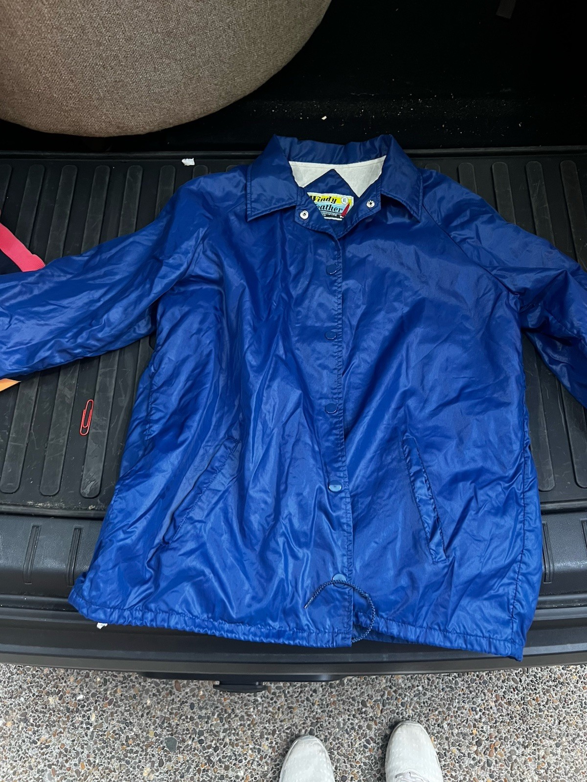 Vintage Windy Weather Coach Jacket XL Blue Nylon Flannel Lined Made in Singapore